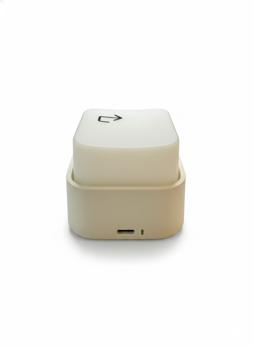 Close up of the orange switch on the Keylight Mini focus desk gadget