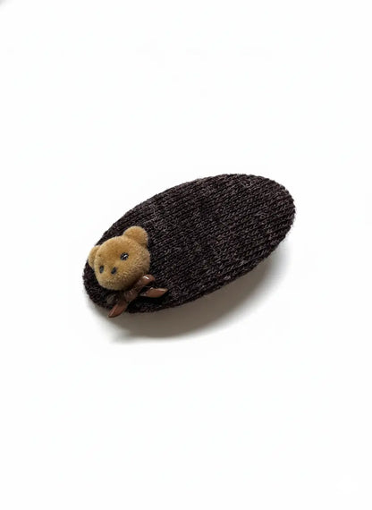 Brown Teddy Hair Clip Set — Oval Fabric Clips for Kids by 1st-now.com