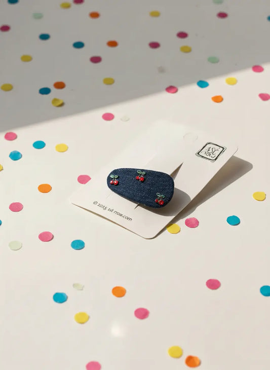 Girls Cherry Hair Clip | Triple Cherry with Red Embellishments by 1st-now.com