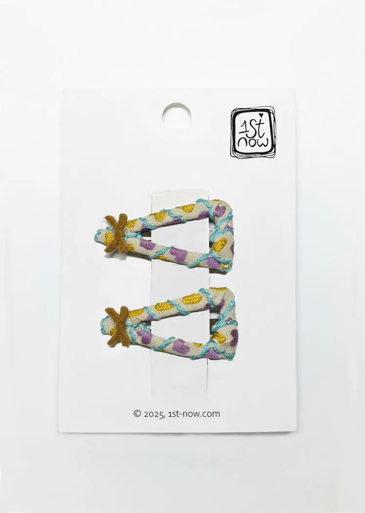 Heart Bloom Hair Clips | Pastel Heart Pattern with Chenille Heart by 1st-now.com