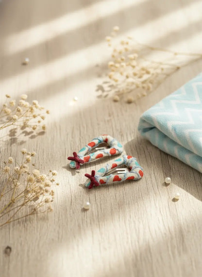 Heart Bloom Hair Clips | Pastel Heart Pattern with Chenille Heart by 1st-now.com