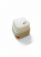 Angled view of Keylight Mini compact desk lamp with orange side switch