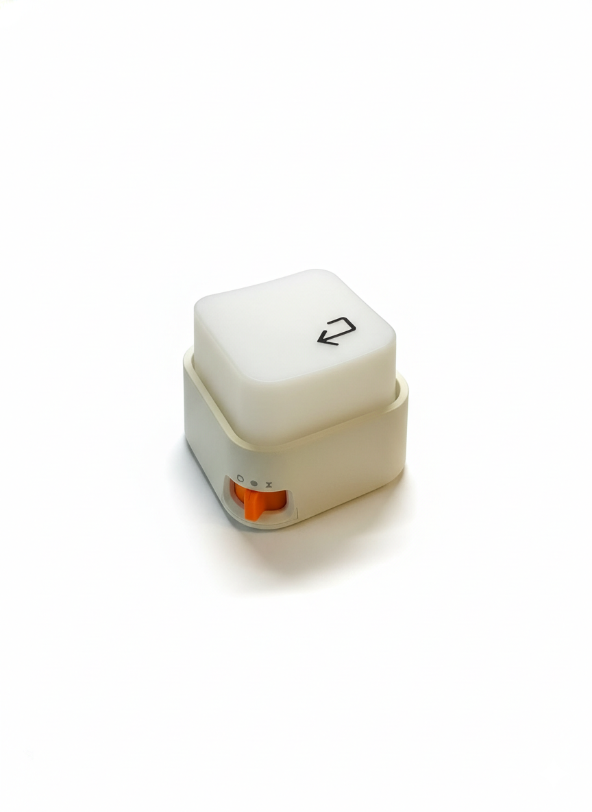Keylight Mini one-press desk lamp in cream color with orange side switch