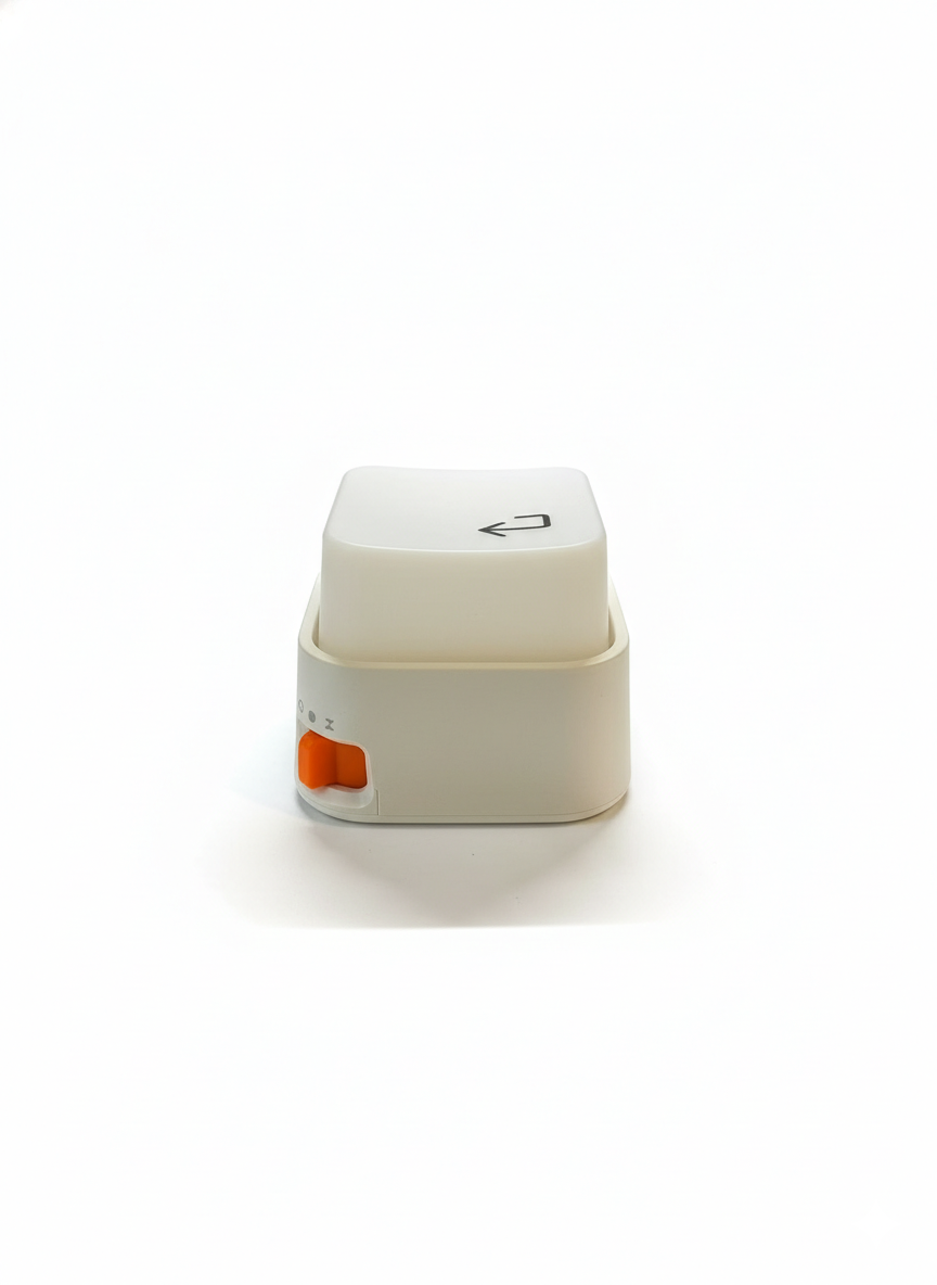 Front view of Keylight Mini focus desk lamp with orange side switch