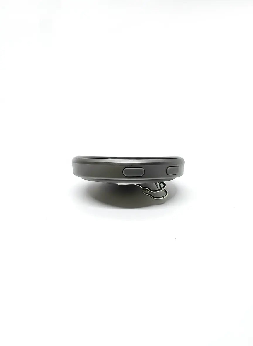 Side view of smart LED name badge with magnetic clip for Bluetooth app controlled GIF display