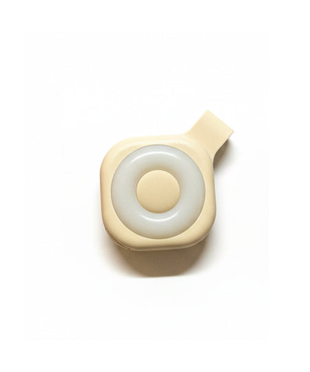 Cream wearable magnetic clip flashlight front view with circular LED ring