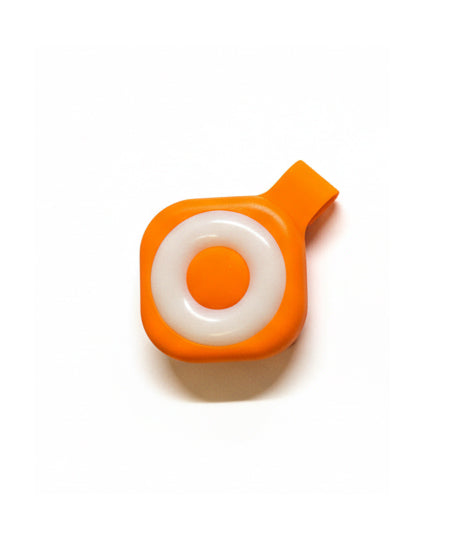 Orange wearable magnetic clip flashlight front view with circular LED ring